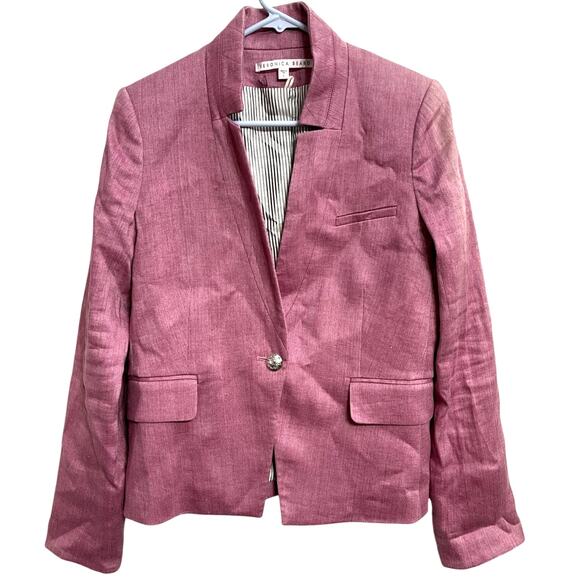 Veronica Beard Orchid Pink Dickey Linen Up Collar Blazer Jacket Size 6 Old Money - Picture 1 of 4